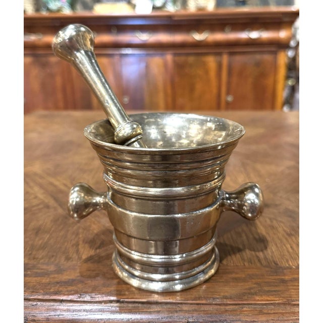 Mid 19th Century Mid-19th Century French Polished Bronze Mortar With Original Pestle For Sale - Image 5 of 7