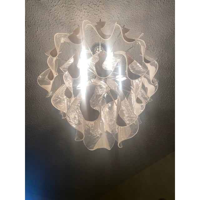 Metal 1970s Lucite and Chrome Waterfall Petal Chandelier For Sale - Image 7 of 9