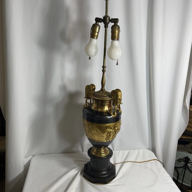 Gold Late 19th Century Napoleon III Style Neoclassical Urn Lamp For Sale - Image 8 of 10