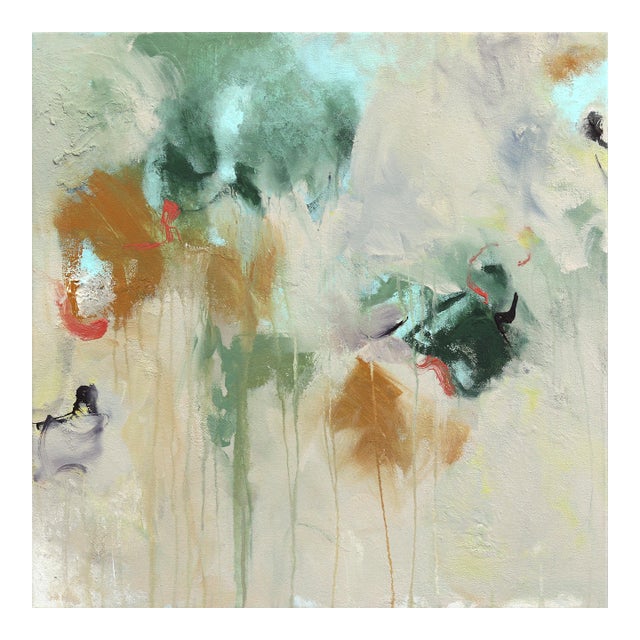 Castaway - Abstract Playful Earth Tone Textural Paint Splat Mixed Media Original Artwork by Amber Goldhammer For Sale