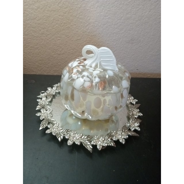 1990s Gorgeous Art Glass Pumpkin Canister Candy Dish For Sale - Image 5 of 5