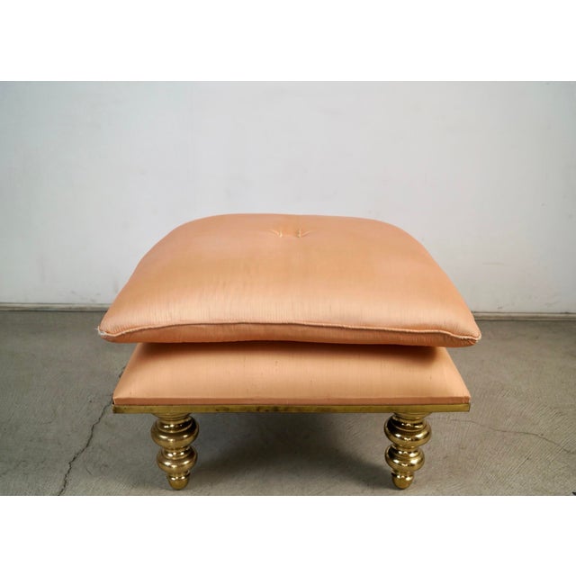1980’s Hollywood Regency Brass Ottoman / Stool For Sale In Los Angeles - Image 6 of 12