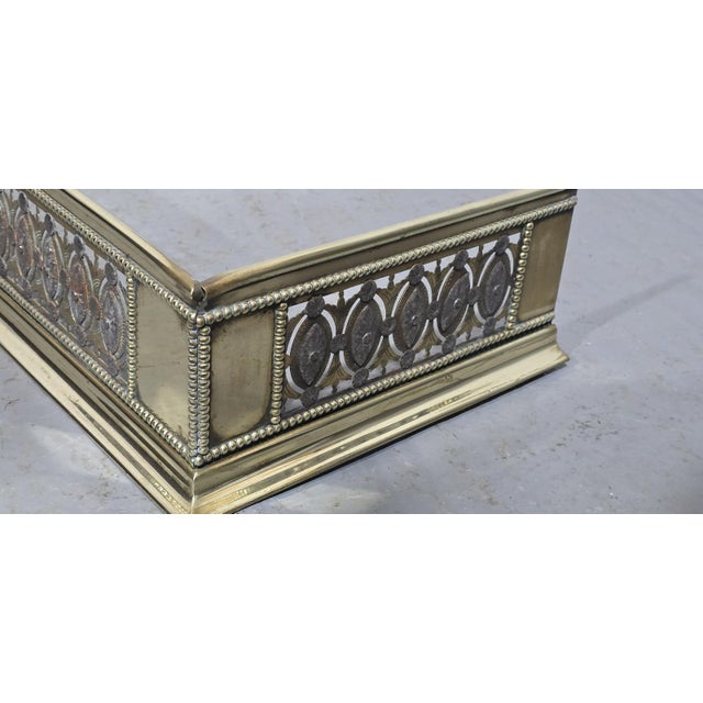 Metal Large Georgian Brass and Cut Steel Fender For Sale - Image 7 of 11