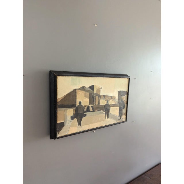 1958 Mid-Century Modern "Spanish Walks" Vintage Abstract Figurative Landscape Oil Painting by Swedish Artist Ivar Morsing, Framed For Sale - Image 6 of 8