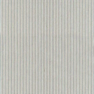 Sample - Schumacher Baker Cotton Stripe Fabric in Ivory/Aqua/Mocha For Sale