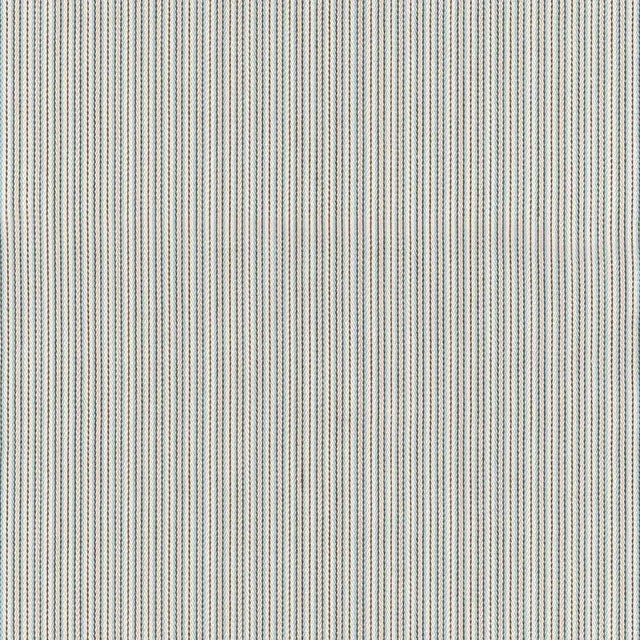 Sample - Schumacher Baker Cotton Stripe Fabric in Ivory/Aqua/Mocha For Sale