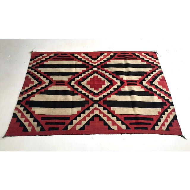Sometimes categorized as the fourth-phase chief blanket, this wonderful piece of Navajo textile art is well preserved and...