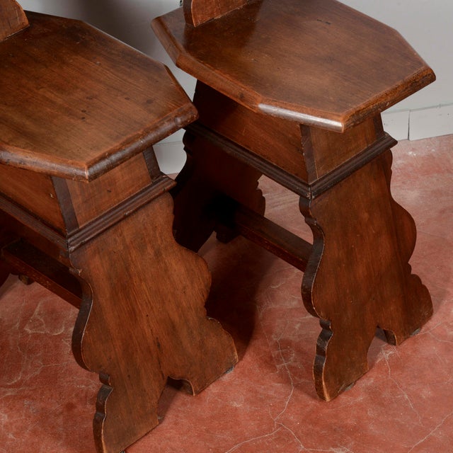 Set of Rustic Wood Chairs and Stools For Sale - Image 9 of 17