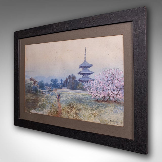 Japanese Vintage Landscape Painting, Japanese School, Watercolour, Art, Mid Century, 1960 For Sale - Image 3 of 12