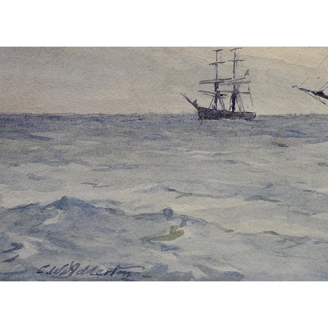 Blue Charles Adderton, Norwegian Barques at Anchor, Lyme Bay, Devon and Dorset, 1890s-1910s, Watercolor For Sale - Image 8 of 18