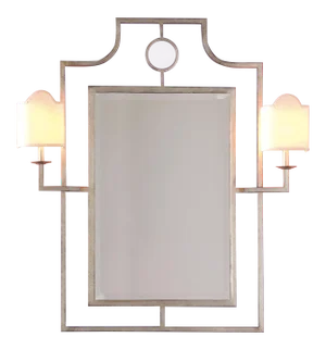 Doheny Silver Mirror With Sconces 46"h