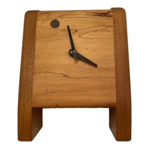 1970s Signed Modern Teak Walnut Desk Clock