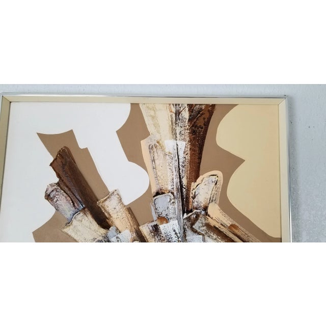 Brown 1970 Frank Walcutt Mixed Media Collage Abstract Painting/ Sold For Sale - Image 8 of 12