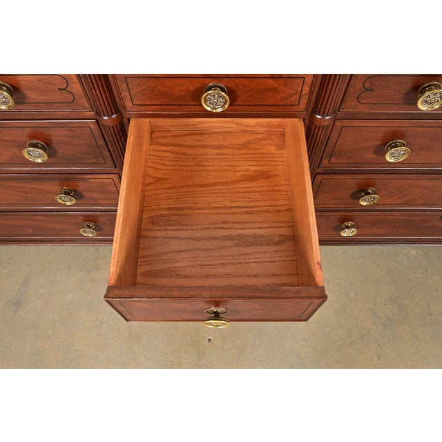 Wood Kittinger French Regency Louis XVI Carved Mahogany Twelve-Drawer Dresser or Credenza, Newly Refinished For Sale - Image 7 of 13