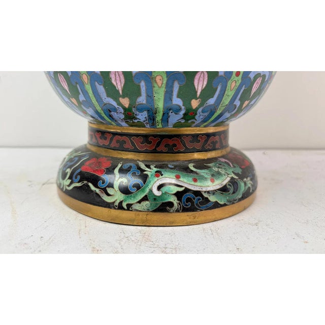 Monumental Chinese Cloisonne Enamel Vase For Sale - Image 13 of 13