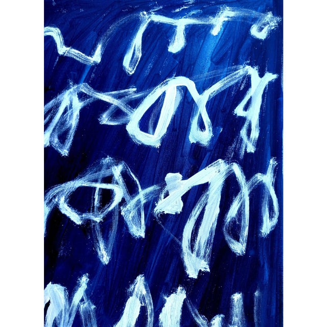 Blue Set of 4 - 'Writing' Cy Twombly Inspired Abstract Original Art Installation by Diane Grant For Sale - Image 8 of 13