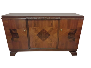 Inlaid Wood Sideboard with Marble Top
