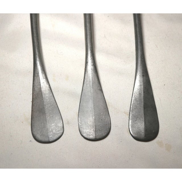 Metal Share Large Rare Set 3 Antique 18th Century Dutch Solid Heavy Cast Pewter Spoon For Sale - Image 7 of 11