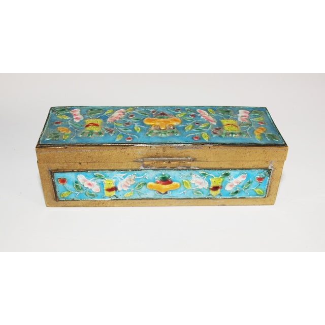 Early 1900s Antique Collection of 4 Metal and Enamel Boxes for Export For Sale - Image 11 of 14