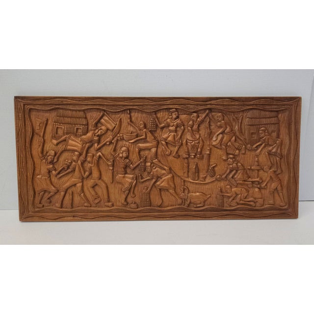 Decorative Fine Carved Wood Wall Panel For Sale - Image 4 of 9