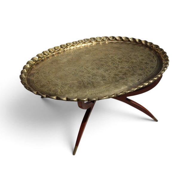 Islamic Ottoman with Brass Table Tray, 1950s For Sale - Image 16 of 18