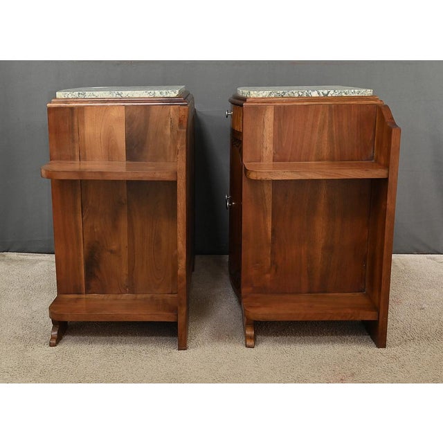 Art Deco Walnut Bedside Tables, 1920s, Set of 2 For Sale - Image 10 of 18