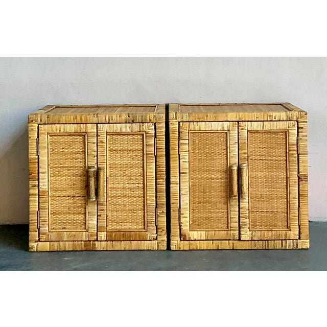 Vintage Boho Wrapped Rattan Nightstands - A Pair For Sale In West Palm - Image 6 of 11