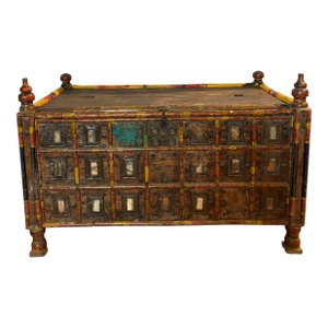 Early 20th Century Rustic Hand-Carved Indian (Damchiya) Style Dowry Chest