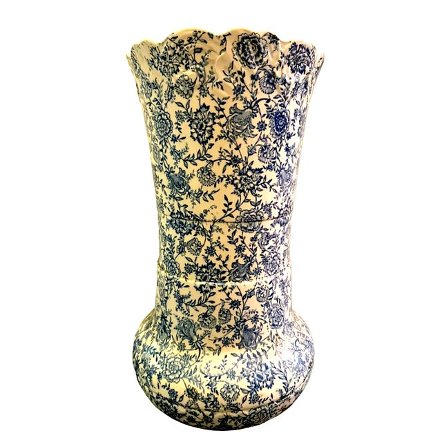 Ceramic Antique Blue and White Maddocks Lamberton Royal Porcelain Umbrella Stand For Sale - Image 7 of 7