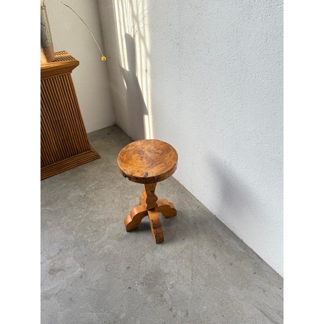 Folk Art Handcrafted Elm Stool, 1950s For Sale - Image 10 of 18