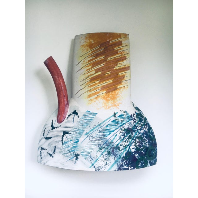 Postmodern Design Art Ceramic Decanter Vase. Stamped TL on the bottom. Made in Belgium, 1980's / 90's period. Beautifully...