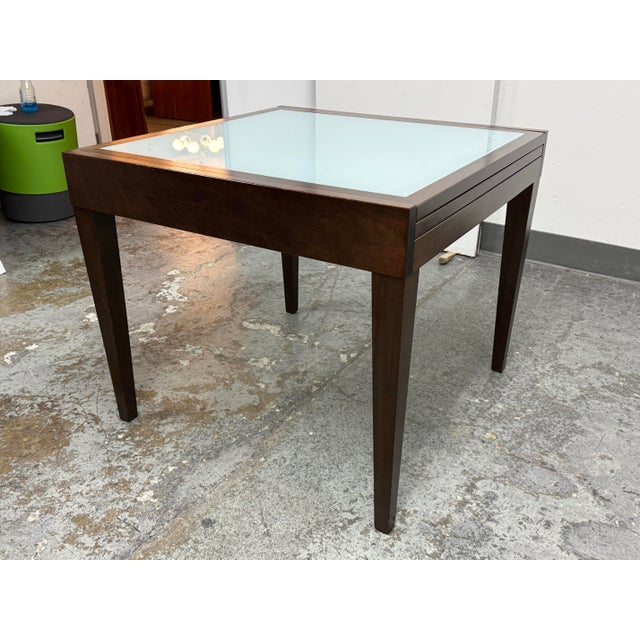 Extendable Glass-Inset Dining Table + Four Chairs, Set of Five For Sale - Image 11 of 12