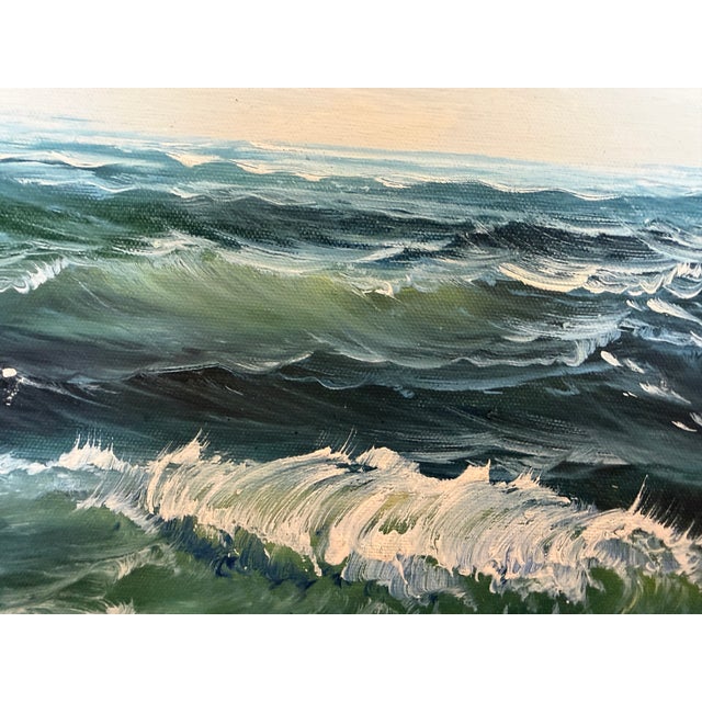 Early 21st Century Oil Painting Tall Ship Seascape Maritime Art Sailing Ship Ocean Waves Signed For Sale - Image 5 of 12