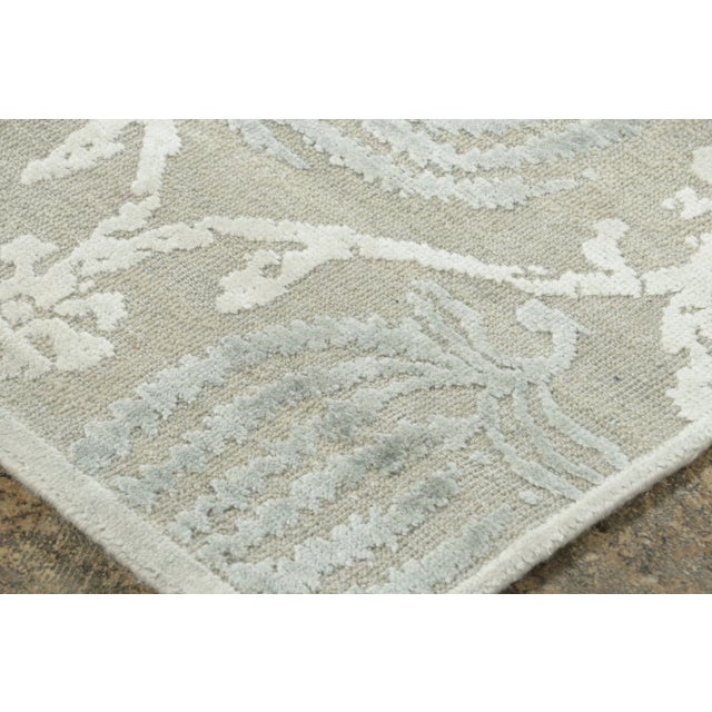 2020s Contemporary Block Print Floral Natural Silk Runner by Rug & Kilim, India For Sale - Image 5 of 8