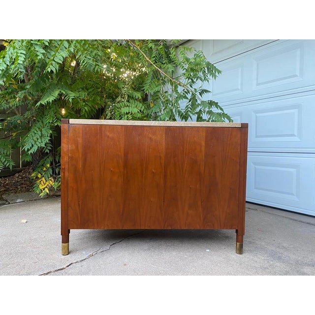 1957 Heritage Henredon Walnut and Travertine Top MidCentury