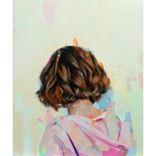 Flare by Alpay Efe | Oil Painting of a person with short, wavy hair seen from behind For Sale