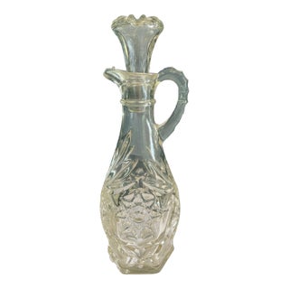 Vintage Cut Glass Starburst Cruet With Stopper For Sale