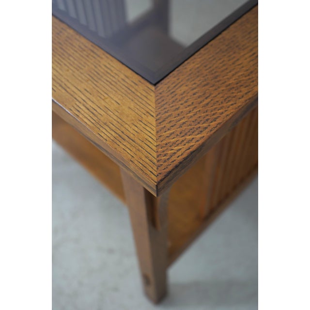 Stickley Stickley Mission Oak Glass Top Lamp End Table For Sale - Image 4 of 13