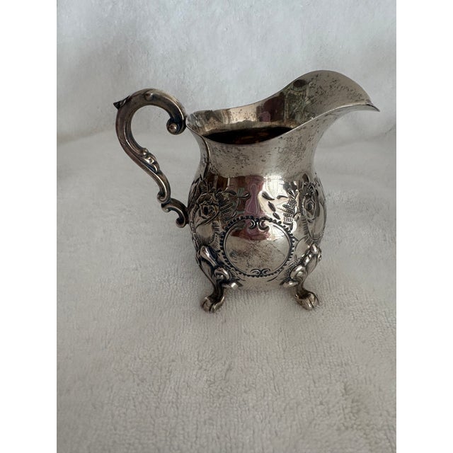 English Mid 20th Century Sterling Silver Tray With Milk and Sugar Bowl - Set of 3 For Sale - Image 3 of 9