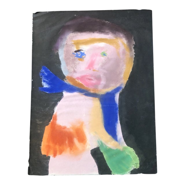 Original 1960’s Robert Cooke Abstract Pastel Portrait Drawing For Sale