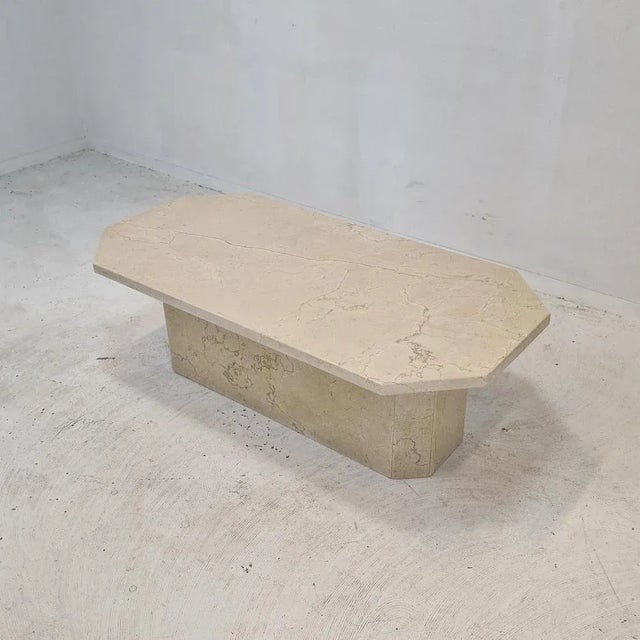 Mid-Century Modern Italian Coffee Table in Travertine, 1980s For Sale - Image 3 of 13