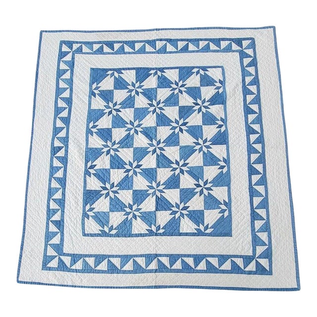 Blue/White Contained Eight Point Star For Sale