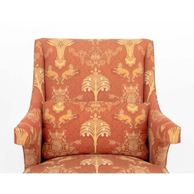 Wood Baker Upholstered Wingback Armchair and Ottoman For Sale - Image 7 of 14
