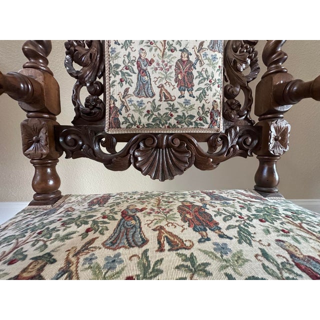 Circa 1860 French Louis XIII Carved Oak Griffin & Lion Throne Armchair For Sale - Image 10 of 13