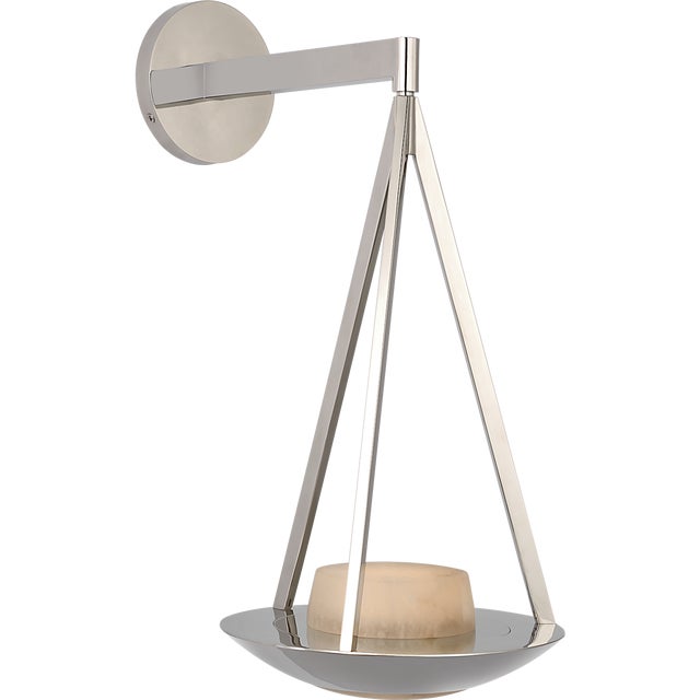 Barbara Barry for Visual Comfort Signature Divina 19" Floating Bowl Sconce in Polished Nickel with Alabaster For Sale In Houston - Image 6 of 12