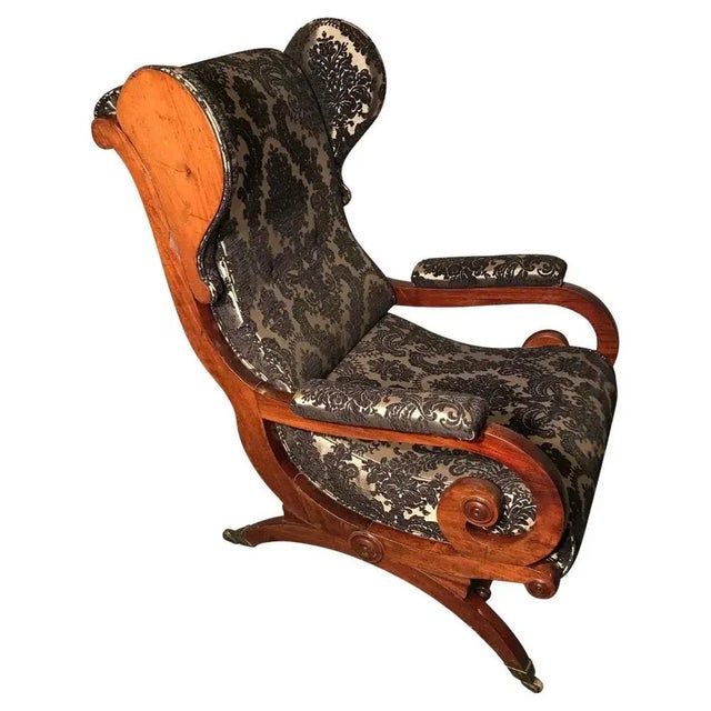 Wood Biedermeier Sleigh Back Wing Chair attributed to Karl Friedrich Schinkel, 1825 For Sale - Image 7 of 7