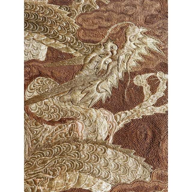 Framed Japanese Embroidery Dragon Tapestry Meiji Period For Sale - Image 13 of 16