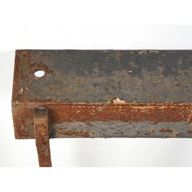 Antique Wrought Iron Industrial Peg Wall Rail Rack For Sale - Image 4 of 6