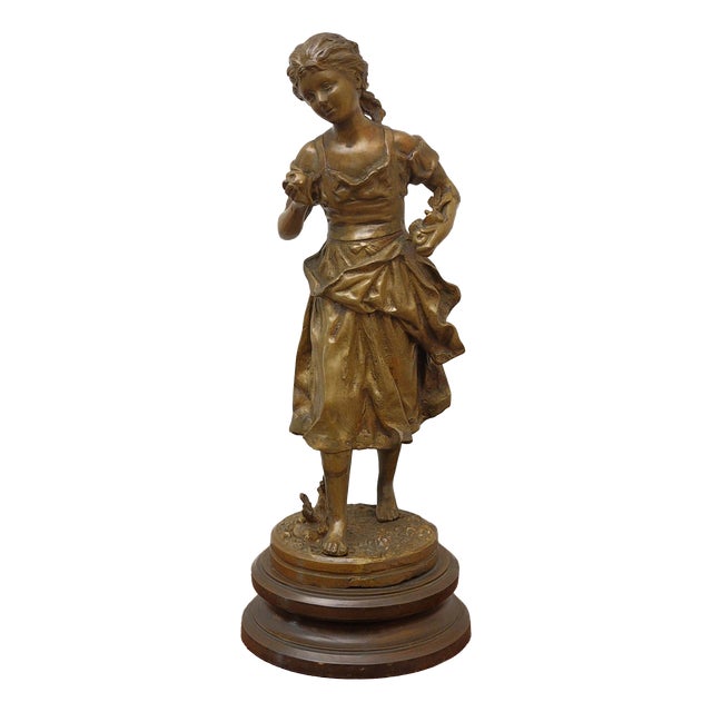 Ernest Rancoulet, Statue of a Young girl, Late 19th Century, Bronze For Sale