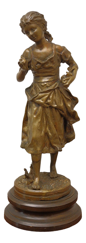 Ernest Rancoulet, Statue of a Young girl, Late 19th Century, Bronze